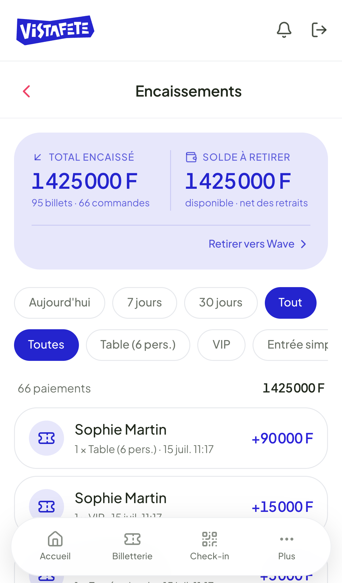 La caisse faite d'avance